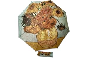 ALL SAS Portable Automatic Folding Umbrella with Paintings Print Artists Van Gogh Klimt Starry Night Rhone Iris Coffee Terrace Kiss Sunflowers Christmas Gift Idea