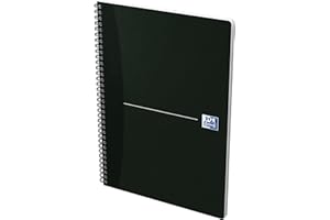OXFORD Cahier Office Essentials A4 Petits Carreaux 180 Pages Reliure Siprale Couverture Carte Noir