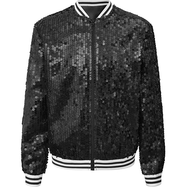 Blouson Enfant Danse Veste Baseball Paillettes Enfant - Blouson Brillant Danse Hip-Hop 6-16 Ans Veste Soirée Fille Garçon