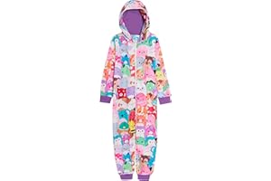 Squishmallows Girls Onesie Warm Fleece All in One Squish Squad Pyjamas Kids Fleece Pjs Loungewear