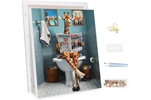 MEIYUDA DIY Paint by Numbers for Adults with Frame Funny Giraffe, Paint by Numbers Kits Paint by Numbers for Adults, Acrylic Pigment Drawing Paintwork Arts and Crafts for Beginner Wall Art 30x40cm