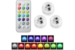 KCRNW 3Pcs Mini Submersible LED Lights with Remote Control Small Pool Lights for Halloween Party Events Christmas Waterproof RGB Tea Lamp Flameless with 16 Colors for Wedding Aquarium Tub Vase Decoration