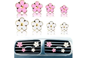 CIYIN Deodorante per Auto, 8 Pezzi Clips per Deodorante per Auto, Profumo Clip con Fiore di Margherita Decorazione per Auto, Clip per Presa d'Aria Decorazione (Bianco, Rosa)