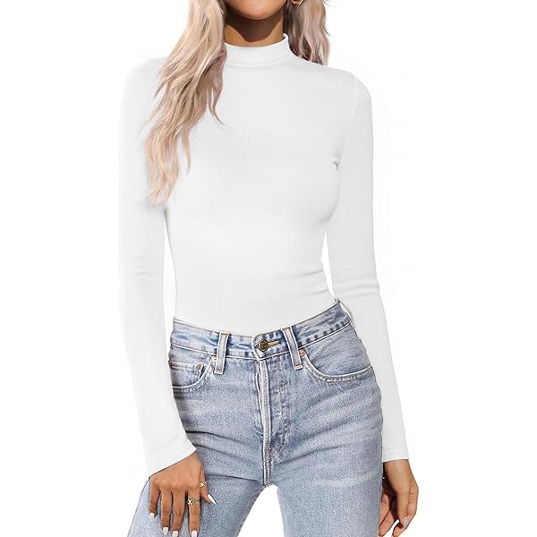 Zeagoo Trui voor dames, voor herfst, met lange mouwen, casual, slim fit, gebreide trui, basic, effen, met rolkraag, elegant, stretch, licht, shirts, tops, bruin, XXL