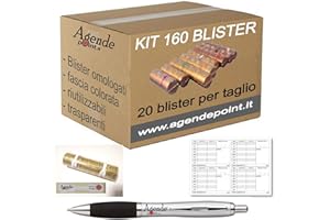 AGENDEPOINT.IT Holenburg Kit de 160 blisters de rangement assortis (20 par coupure) en plastique transparent pour pièces de monnaie