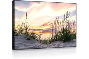 lightbox multicolor | Leuchtbild | Gras am Strand bei Sonnenuntergang | 60x40 cm | Front Lighted
