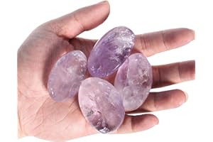 Orientrea Améthyste Pierre de Paume-4 pièces Pierre de Quartz améthyste, Pierres Thérapeutiques, Pierre d'inquiétude, Paquet Cadeau (Améthyste)