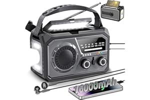 ETDEUH 16000mAh/59200mWh Kurbelradio,Tragbares Notfallradio mit Kurbel,AM/FM Solar Radio mit Handyladefunktion SOS Alarm/Kopfhöreranschluss/Leseleuchte/Kompass für Camping Outdoor Notfall