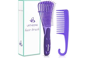 URTHEONE Hair Brush,Detangle Hair Brush, Detangler Brush for Women Men Adults Kids Afro American Type 3a-4c, Detangling Nylon Bristle Brush for Kinky Curly Coily Wavy Wet and Dry Hair,Purple