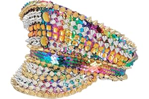 Boland 33030 - Tęczowy kapelusz z kamieniami szlachetnymi, ćwiekami i cekinami, kapelusz do kostiumów fantazyjnych, JGA i karnawałowych