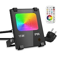 GIM RGB 15W LED Strahler Dimmbar Fernbedienung 120 Farben 4 Modi, IP66 Wasserdicht LED Flutlicht, Aluminium Außen…