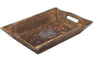 Diko.style® - Vassoio sottovuoto in legno decorativo - stile orientale con Buddha decorativi, elefante fortunato e altro ancora a scegliere porta chaves -24 x 15,5 x 4,6 cm (fiore di loto)
