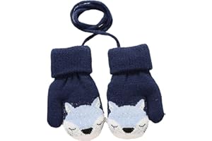 OVERSTEPA Moufle Hiver Fille Garçon Moufle Epais Enfant Gant Tricoté avec Ficelle Gant Chaud Moufle Mignon en Motif de Cartoon pour Enfants de 2-6 Ans Bambin Moufle de Ski GH253