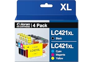 Coloran LC421XL LC-421 LC 421 XL Alta Capacità Cartucce Compatibili per Brother LC421 LC-421XL Multipack per DCP-J1050DW MFC-J1010DW DCP-J1140DW DCP-J1800DW (Nero Ciano Magenta Giallo,4-Pack)