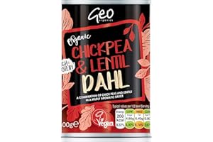 Geo Organics Chickpea & Lentil Dahl 400g (Pack of 6) | Organic Vegan Side Dish for Curry | Mild Spice | Certified Organic & Gluten-free Healthy Food | Suitable For Vegetarians & Vegans