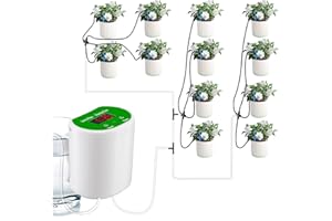 Aedcbaide Kit d'irrigation goutte à goutte automatique, 12 kits système d'arrosage automatique pour plantes d'intérieur Droparrow, affichage LED, Rechargeable par USB (JH12)