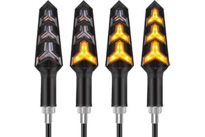 Kinstecks Wskaźniki motocyklowe, płynące światła kierunkowskazów, kierunkowskazy motocyklowe, 12 V, 12 diod LED, żarówki do motocykla, skutera, quada, cruisera, off-road, kształt Y, 4 szt
