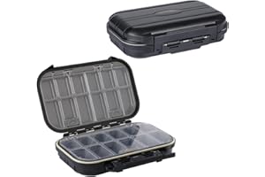 Goture Medium Fishing Tacle Box, Fishing Lure Box, Swivels Hooks Baits Fishing Box for Tackle, Carp Sea Fishing Tackle Box, Black, 6.69 x 4.33 x 1.81 inches