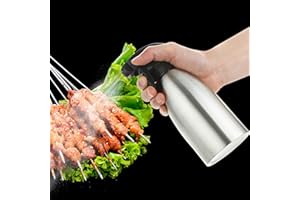 AMZTEMU Oil spray bottle, Acero inoxidable de Pulverizador aceite spray, Spray aceite cocina, Rociado y vertido para cocinar/Ensalada/Hornear Pan/BBQ/Cocina(500 ml)