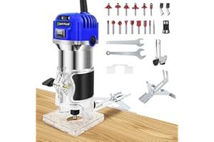 BRIEFNESS Compact Palm Router Tool, 800W Handheld Wood Edge Trimmer, 30,000 RPM, Includes 15PCS 1/4" Router Bits for Woodworking & Precision Cutting