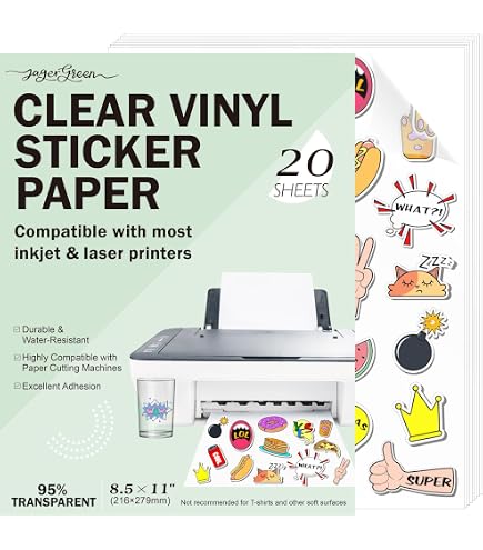 10 Feuilles Film Autocollant Transparent A4 Mat Pour Imprimante Laser - 297x210mm Polyester