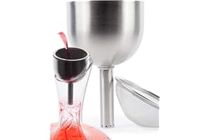PLAISIR DE LA CAVE Embudo con Filtro Acero Inox 3en1 - Decantador de Vino, Aireador de Jarra y Copas, Vertedor Oxigenador Antigoteo - Mejora el Vino y Elimina Residuos - Regalo Original Cocina, Hogar, Boda, Cumpleaños