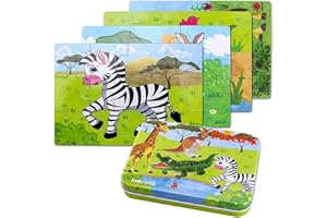 BBLIKE Puzzle dla dzieci, 4 różne poziomy trudności, 9 sztuk, 12 sztuk, 15 sztuk, 20 sztuk, idealna zabawka edukacyjna dla chłopców, dziewcząt, od 2 lat + (Panda)