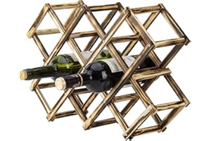 ENTEMAH 10 Slot Foldable Wood Wine Rack, Free Standing Home Kitchen Cabinet Wooden Racks, Shelves for Home Kitchen Bar Cabinets Wood Wine Rack