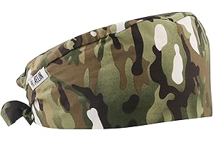 AELIN Calot De Bloc Calot Médical Cheveux Courts Unisexe 100% coton (Camouflage)