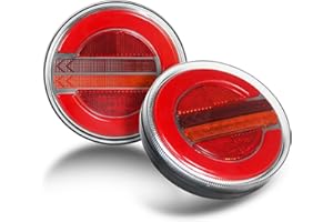 Qiping LED Trailer Lights,Truck Car RV Round Tail Light Illumination,12/24V DC Taillights Set With E9 Tested