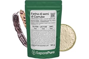 Saporepuro Farina di Semi di Carrube 50 gr / 125 gr - SENZA GLUTINE - Addensante e gelificante naturale 100% puro - Ideale per Gelati, Sorbetti, Dolci e Salse