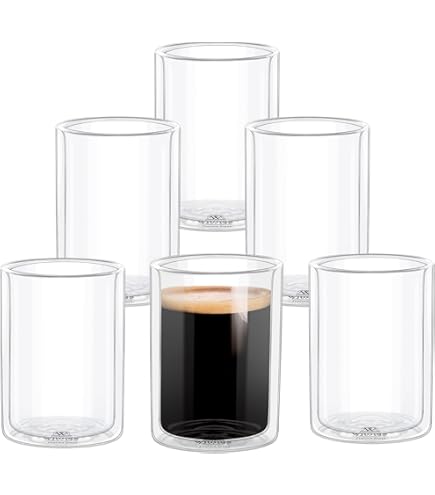 Wilmax England Thermoglazen, 200 ml, set van 6, dubbelwandige glazen voor warme en koude dranken, vaatwasmachinebestendig