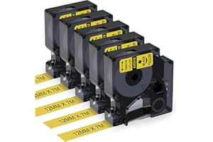 Aken 45018 Amarillo Cinta Compatible con Dymo D1 12mm x 7m S0720580, Compatible con Dymo LabelManager 160, 280, 210D Etiquetadoras, Negro sobre Amarillo