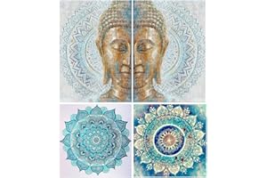 DCIDBEI 4 Pack Cuadros de Diamantes Budas 30x40cm Pintura por Números Adultos Buda Mandala Pintura Diamante Buda Puzzle de Diamantes Budas Buda Pintura Diamante Punto de Diamante Mandalas Adultos