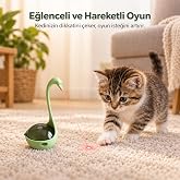 getmeev Lazerli Mama Hazneli İnteraktif Kedi Oyuncağı, &Ouml;d&uuml;l Mamalı Kuğu Tasarım, Pilli Hareketli Lazer Oyuncak, Zihinsel Uyar