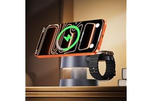 iVANKY 4 in 1 Caricabatterie wireless per iPhone 17 Stazione di ricarica con luce notturna, supporto da viaggio 3 in 1 da 15 W per MagSafe caricabatterie per iPhone 17/16/15/14, Apple iWatch, Airpods