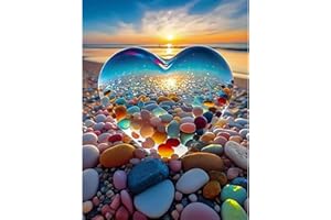DPHERO 5D Cœur Diamond Painting, DIY Amour Peinture Broderie Diamant Painting Kit Complet,Bricolage Plage Diamant Artisanat Strass Point de Croix Painting pour Adultes Enfants 30x40 cm