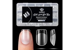 Modelones 510 Pezzi Unghie Finte, 15 Taglie Tip in Gel per Unghie Ricostruzione, Gel Tips Unghie Copertura Completa per Nail Art Salone Manicure, Quadrato XS- Semi Matte