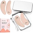 Beautistin Under Eye Patches Silicone - 2 Pairs Reusable Eye Patches, Eye Wrinkle Patches, Reusable Under Eye Mask, Plump Fine Lines & Wrinkles, with Metal Eye Cream Applicator, Tin Case, Cream Color