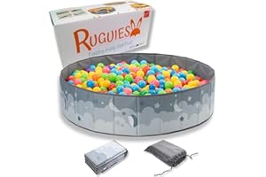 RUGUIES- Piscina de Bolas para Niños- Parque de Bolas Infantil-Piscina Bolas Redonda para Bebés-Plegable y Portátil-Cubo Juguetes Interior y Exterior- (Bolas no Incluidas) (Sky, 80x26cm)