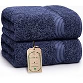 HomeBurg Luxe Set of 2 Bath Towels - Large, Soft &amp; Absorbent, Durable, Gentle on Skin, Machine Washable, 65&times;137 cm, Navy Blue