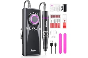 YOMANTA torno para uñas profesional 35000 RPM USB recargable 10H+ duración de la batería con 12 brocas lima electrica uñas para uñas de acrílico y gel- torno de uñas portátil para salón y uso doméstico