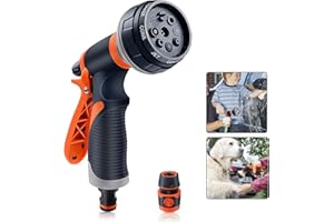 omitium Gartenbrause, Garten Handbrause 8 Bewässerungsmuster Multifunktion Garten Spritzpistole Hochdruck Einhandbedienung geeignet für Autowäsche Gartenbewässerung Haustiereduschen
