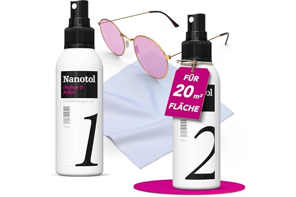 Kit nettoyage ecran et lunettes nanotechnologique avec nettoyant, vitrifiant et chiffon microfibre de haute qualité, protection liquide Nanotol pour lunette, écran, TV, appareil auditif, ordinateur