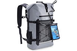 ECOHUB Waterproof Backpack for Women Men, 30L Roll-Top Closure Heavy Duty Dry Bag for Travel Kayaking Boating Hiking Floating with IPX8 Phone Case