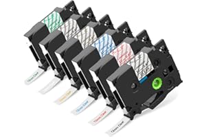 6x MarkField Cinta de etiquetas Compatible con Brother P-touch TZe-131 Clear 12mm x 8m 0,47 Laminado para PT-1000 1005 1080 PT-H100LB/R H105 H107B H110 H200 D200 Cube, Color sobre Transparent