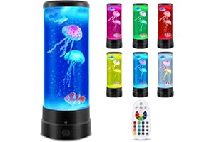 LED Fantasy Quallen Lavalampe, Ambesty LED Quallen Lampe Lavalampen 17 Farben, Runde echte Quallen Aquarium Lampe, Zuhause Stimmungslicht Dekoration mit Fernsteuerung, für Weihnachten Geschenke Kinder