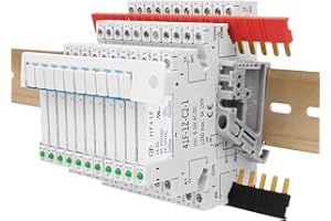 RELEYWELL Relè elettromagnetico ultrasottile a bobina 24V DC/AC per PLC, relè Din Rail HF41F con display LED, 5 poli 1NO 1NC 6A SPDT (10PCS)