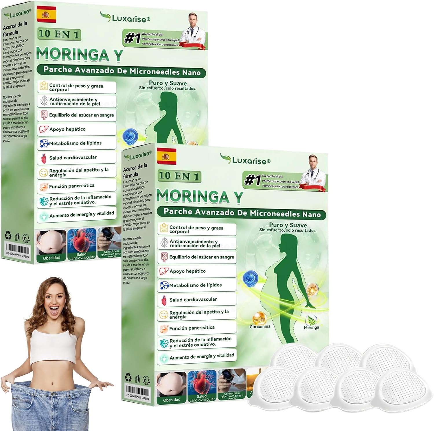 Luxarise 10 EN 1 Moringa Parche Avanzado, para hombres y mujeres (2 Caja)