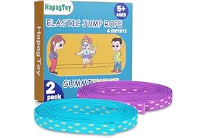 HapagToy Gummitwist Kinder, 2 Stücke Premium Gummitwist Set Länge 4m und Breite 1cm Hüpfgummi Sport für Kinder, Hüpfspiele Stretchseil Outdoor Spielzeug Grün und Lila, Geschenke für Junge & Mädchen